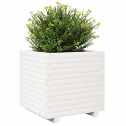 Berkfield Home Garden Planter White 50x50x49.5 cm Solid Wood Pine - thumbnail 4