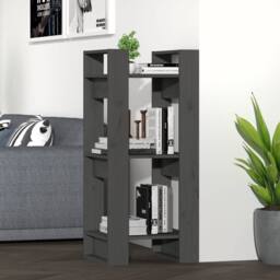 Berkfield Home Book Cabinet/Room Divider Grey 41x35x91 cm Solid Wood Pine - Size: 41 x 35 x 91 cm - thumbnail 2