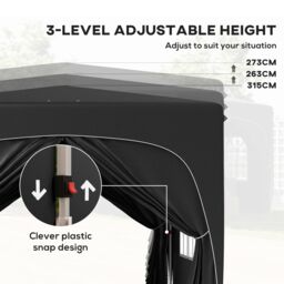 OUTSUNNY 3 x 3(m) UPF50+ Pop Up Gazebo with Sides & Carry Bag, Black - thumbnail 6