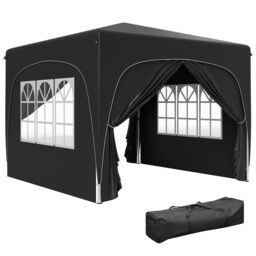 OUTSUNNY 3 x 3(m) UPF50+ Pop Up Gazebo with Sides & Carry Bag, Black - thumbnail 2