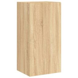 Berkfield Home 4 Piece TV Wall Cabinets with LED Lights Sonoma Oak in Light Tan - thumbnail 9