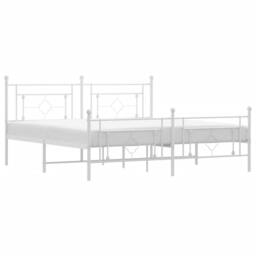Berkfield Home Metal Bed Frame without Mattress with Footboard White 183x213cm - Size: 183x213 cm - thumbnail 1