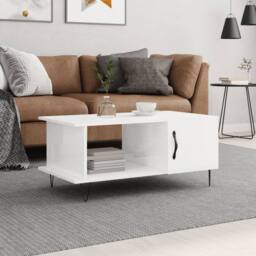 Berkfield Home Coffee Table High Gloss White 90x50x40 cm Engineered Wood - Size: 90 x 50 x 40 cm - thumbnail 2