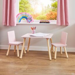 Liberty House Toys Kids Pink Table & Two Chairs Set in Dusty Pink - thumbnail 2