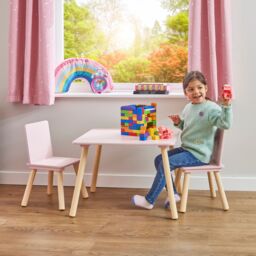Liberty House Toys Kids Pink Table & Two Chairs Set in Dusty Pink - thumbnail 1