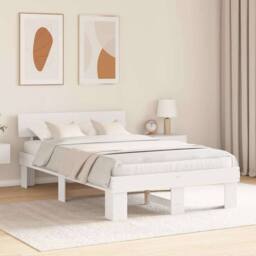 Berkfield Home Bed Frame with Headboard White 120 x 200 cm Solid Pine Wood - thumbnail 3