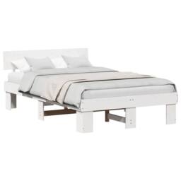 Berkfield Home Bed Frame with Headboard White 120 x 200 cm Solid Pine Wood - thumbnail 2