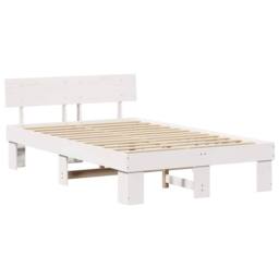 Berkfield Home Bed Frame with Headboard White 120 x 200 cm Solid Pine Wood - thumbnail 4