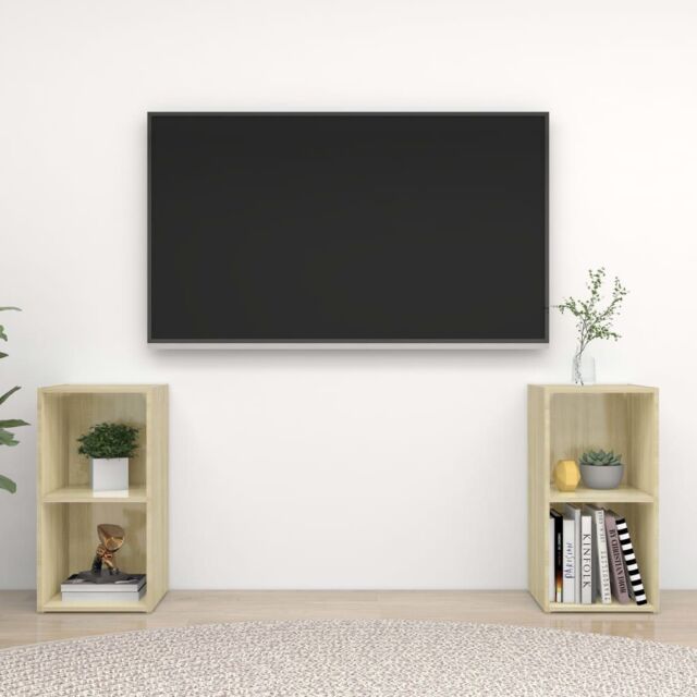 Berkfield Home TV Cabinets 2 pcs Sonoma Oak 72x35x36.5 cm Engineered Wood in Brown - image 1