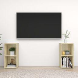 Berkfield Home TV Cabinets 2 pcs Sonoma Oak 72x35x36.5 cm Engineered Wood in Brown - thumbnail 1