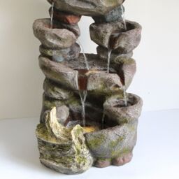Primrose Solar Power 5 Tier Rock Effect Water Feature with LED Lights 98cm in Grey - thumbnail 7