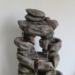 Primrose Solar Power 5 Tier Rock Effect Water Feature with LED Lights 98cm in Grey - thumbnail 8