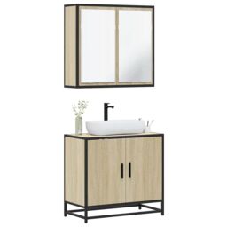 Berkfield Home 2 Piece Bathroom Furniture Set Sonoma Oak Engineered Wood in Brown - thumbnail 1