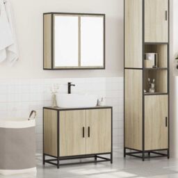 Berkfield Home 2 Piece Bathroom Furniture Set Sonoma Oak Engineered Wood in Brown - thumbnail 3