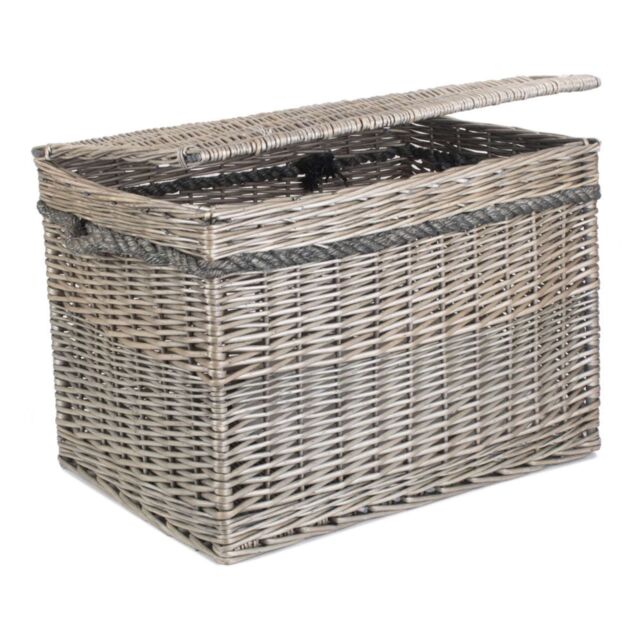 Red Hamper Wicker 58cm Unlined Antique Wash Storage Basket in Grey - image 1
