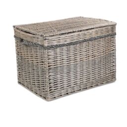 Red Hamper Wicker 58cm Unlined Antique Wash Storage Basket in Grey - thumbnail 2