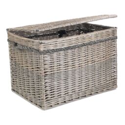 Red Hamper Wicker 58cm Unlined Antique Wash Storage Basket in Grey - thumbnail 1