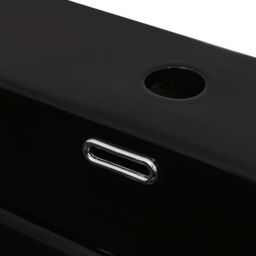 Berkfield Home Basin with Faucet Hole Ceramic Black 76x42.5x14.5 cm - thumbnail 4