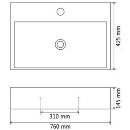 Berkfield Home Basin with Faucet Hole Ceramic Black 76x42.5x14.5 cm - thumbnail 5