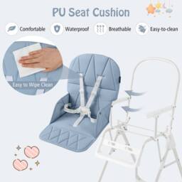 Costway Foldable High Chair Easy Clean Compact Highchair w/ Tray in Light Blue - thumbnail 7