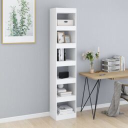 Berkfield Home Book Cabinet/Room Divider White 40x30x198 cm - Size: 40 x 30 x 198 cm - thumbnail 3