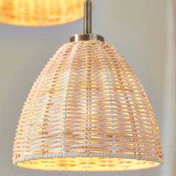 First Choice Lighting Set of 2 Celie - Rattan & Antique Brass 3 Light Cluster Pendants in Bronze - thumbnail 7