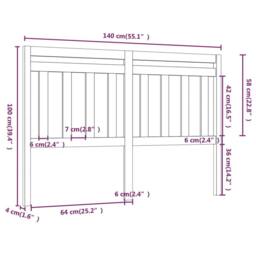 Berkfield Home Bed Headboard 140x4x100 cm Solid Wood Pine in Natural - Size: 140 x 4 x 100 cm - thumbnail 5