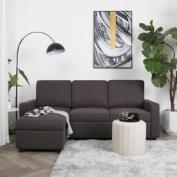 Home Garden Direct Selene - Corner Sofa Bed in Linen - Pull-out Sofa - Dark Grey - Size: 2.1m