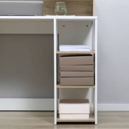 Wyld Haus Niledi 137cm Oak & White Office Desk Shelves Drawers Printer Stand in Light Oak - thumbnail 8