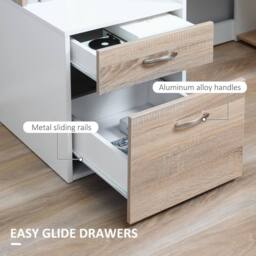 Wyld Haus Niledi 137cm Oak & White Office Desk Shelves Drawers Printer Stand in Light Oak - thumbnail 7