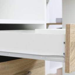 Wyld Haus Niledi 137cm Oak & White Office Desk Shelves Drawers Printer Stand in Light Oak - thumbnail 9