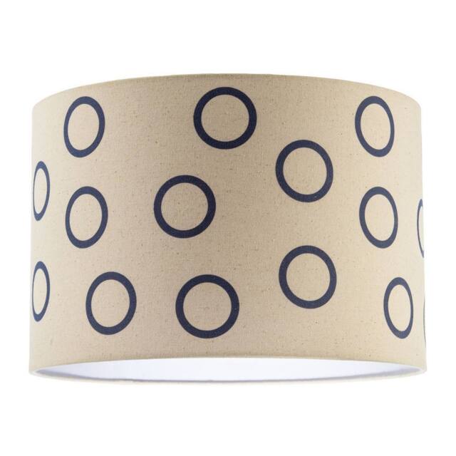 Happy Homewares Midnight Navy Blue Open Circle Pattern Linen Fabric Drum Lamp Shade - Size: 12 inches - image 1