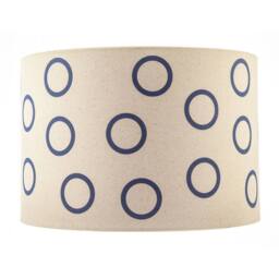 Happy Homewares Midnight Navy Blue Open Circle Pattern Linen Fabric Drum Lamp Shade - Size: 12 inches - thumbnail 4