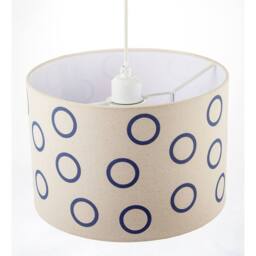 Happy Homewares Midnight Navy Blue Open Circle Pattern Linen Fabric Drum Lamp Shade - Size: 12 inches - thumbnail 3