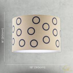 Happy Homewares Midnight Navy Blue Open Circle Pattern Linen Fabric Drum Lamp Shade - Size: 12 inches - thumbnail 7