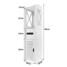 EONLION Single-Free-Standing Wooden Bathroom Cabinet in White - thumbnail 2