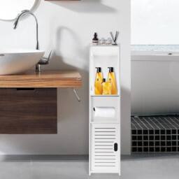 EONLION Single-Free-Standing Wooden Bathroom Cabinet in White - thumbnail 5
