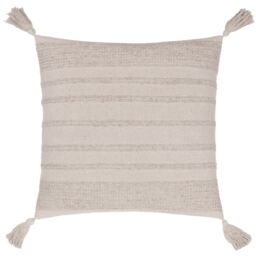 Yard Larch Woven Tasselled Cushion in Cream - Size: 45 cm x 45 cm