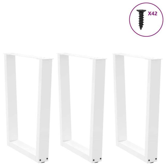 Berkfield Home Modern Dining Table Legs V-Shape 3 pcs White 70x(72-73.3) cm Steel - image 1