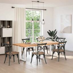 Berkfield Home Modern Dining Table Legs V-Shape 3 pcs White 70x(72-73.3) cm Steel - thumbnail 3