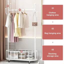 EONLION White Double Clothes Rail Hanging Rack Garment Display - Size: 500mm