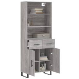 Berkfield Home Highboard Grey Sonoma 69.5x34x180 cm Engineered Wood - thumbnail 3