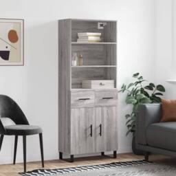 Berkfield Home Highboard Grey Sonoma 69.5x34x180 cm Engineered Wood - thumbnail 2