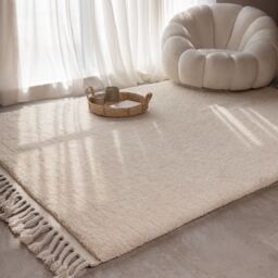 The Rug Shop UK Cream Modern Kilim Easy to clean Hand Made Plain Plain Area Rug - Size: 160 cm x 230 cm - thumbnail 2