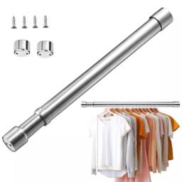 VOGREX 56-100cm Extendable Stainless Steel Wardrobe Rail in Silver