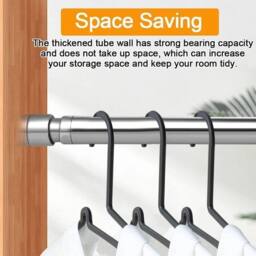 VOGREX 56-100cm Extendable Stainless Steel Wardrobe Rail in Silver - thumbnail 3