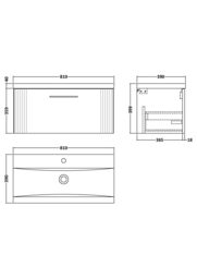 Balterley Wall Hung 1 Drawer Vanity Unit - Mid-Edge Basin 800mm, Satin Blue - thumbnail 5
