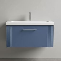Balterley Wall Hung 1 Drawer Vanity Unit - Mid-Edge Basin 800mm, Satin Blue - thumbnail 9