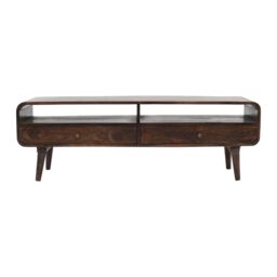 IH Design Malena Dark Mango Wood Large TV Stand with 2 Drawers in Dark Brown - thumbnail 3