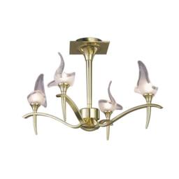 Netlighting Viena Semi Flush Round 4 Light G9 Polished Brass in Gold
